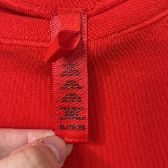 SKIMS Cotton Stretch Jersey Long Sleeve Red Shirt Size XL - Picture 7 of 8